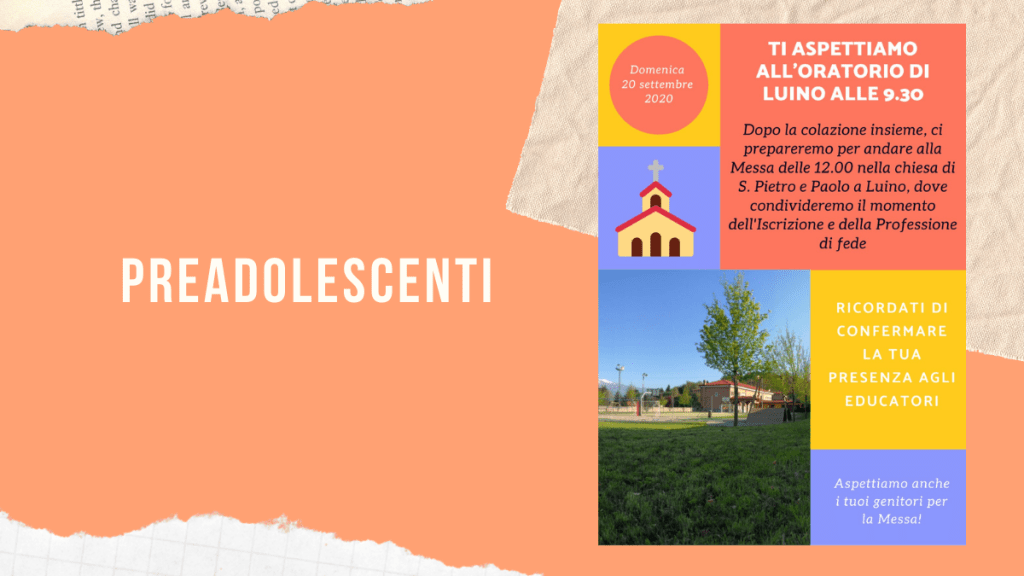 Iscrizione e Professione di fede per i preadolescenti